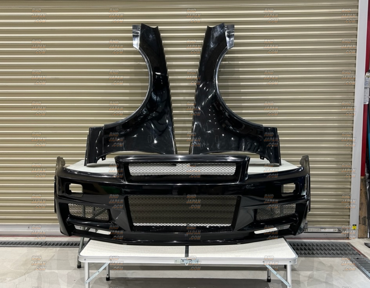 右京 Okubo Factory Wide Front Bumper & Front Fender Set - Skyline R34